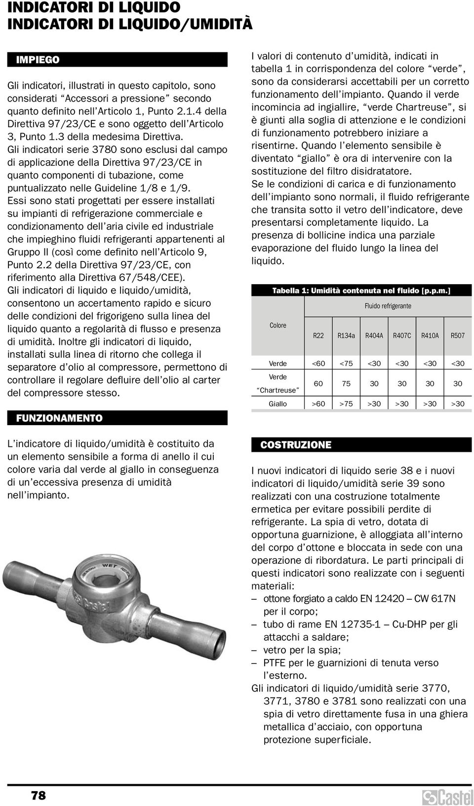 Gli indicatori serie 3780 sono esclusi dal campo di applicazione della Direttiva 97/23/CE in quanto componenti di tubazione, come puntualizzato nelle Guideline 1/8 e 1/9.