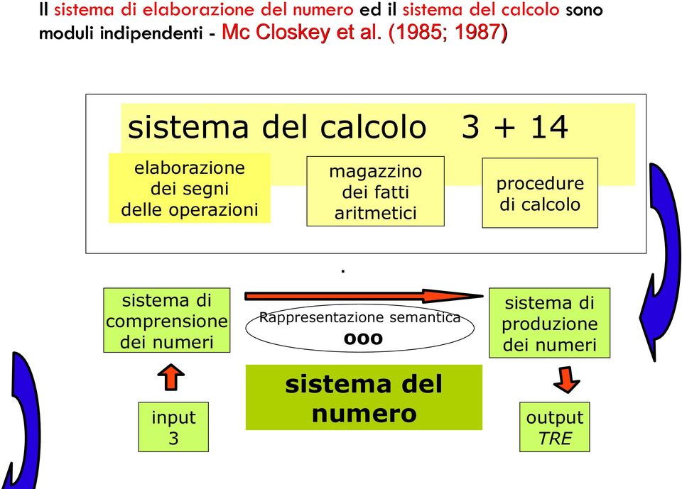 (1985; 1987) sistema del calcolo 3 + 14 elaborazione dei segni delle operazioni magazzino dei