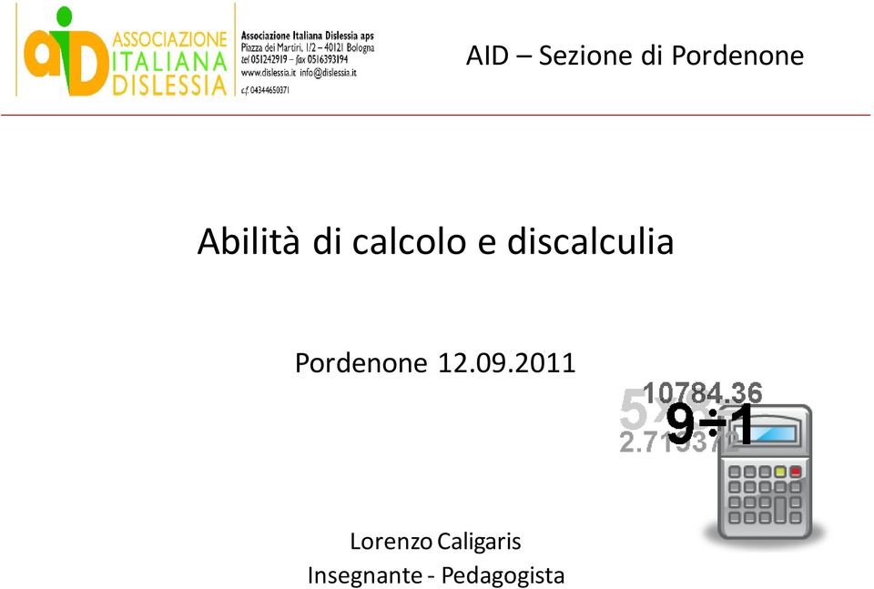 discalculia Pordenone 12.09.