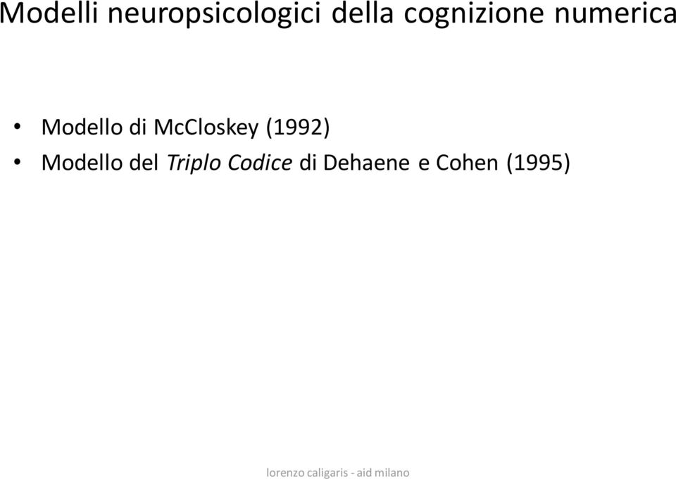 McCloskey (1992) Modello del