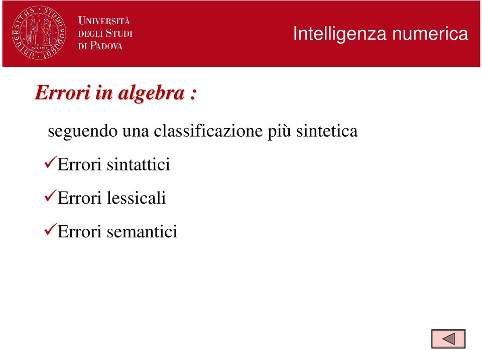 classificazione più sintetica