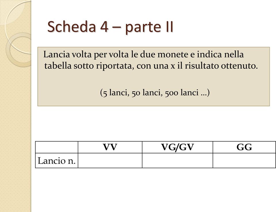 riportata, con una x il risultato ottenuto.