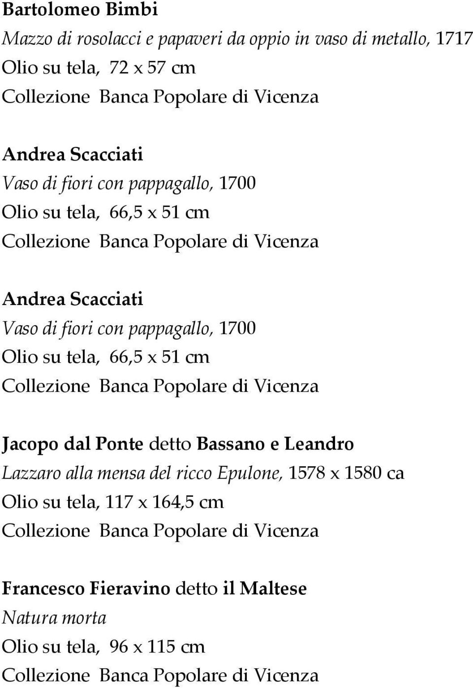 pappagallo, 1700 Olio su tela, 66,5 x 51 cm Jacopo dal Ponte detto Bassano e Leandro Lazzaro alla mensa del ricco