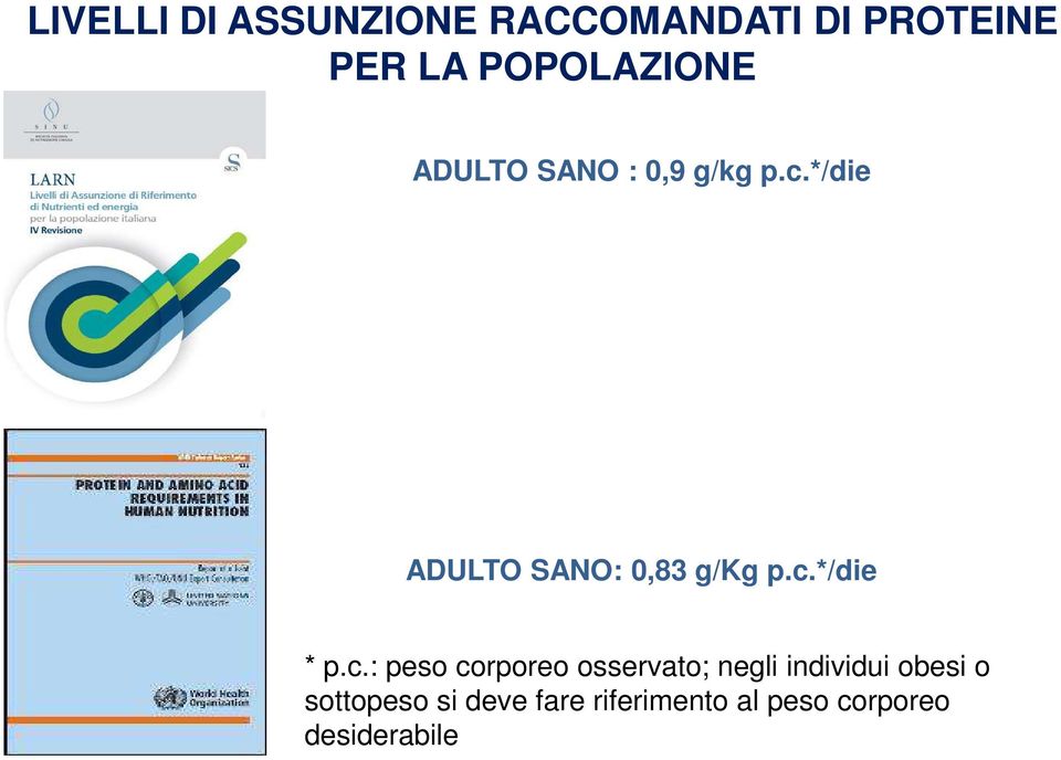 */die ADULTO SANO: 0,83 g/kg p.c.