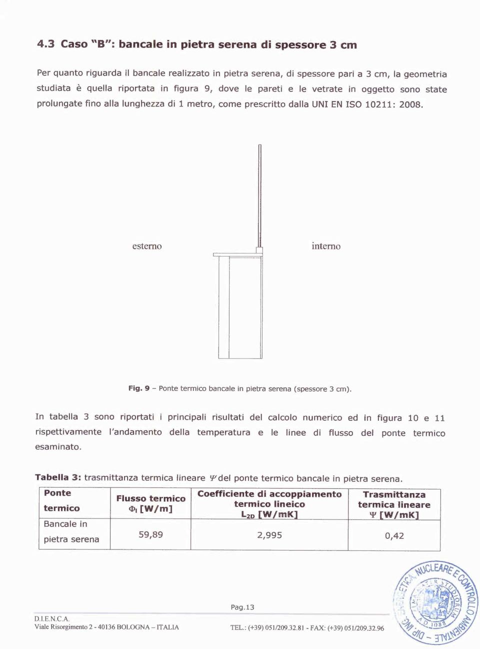 9 - Ponte termico bancale in pietra serena (spessore 3 cm).