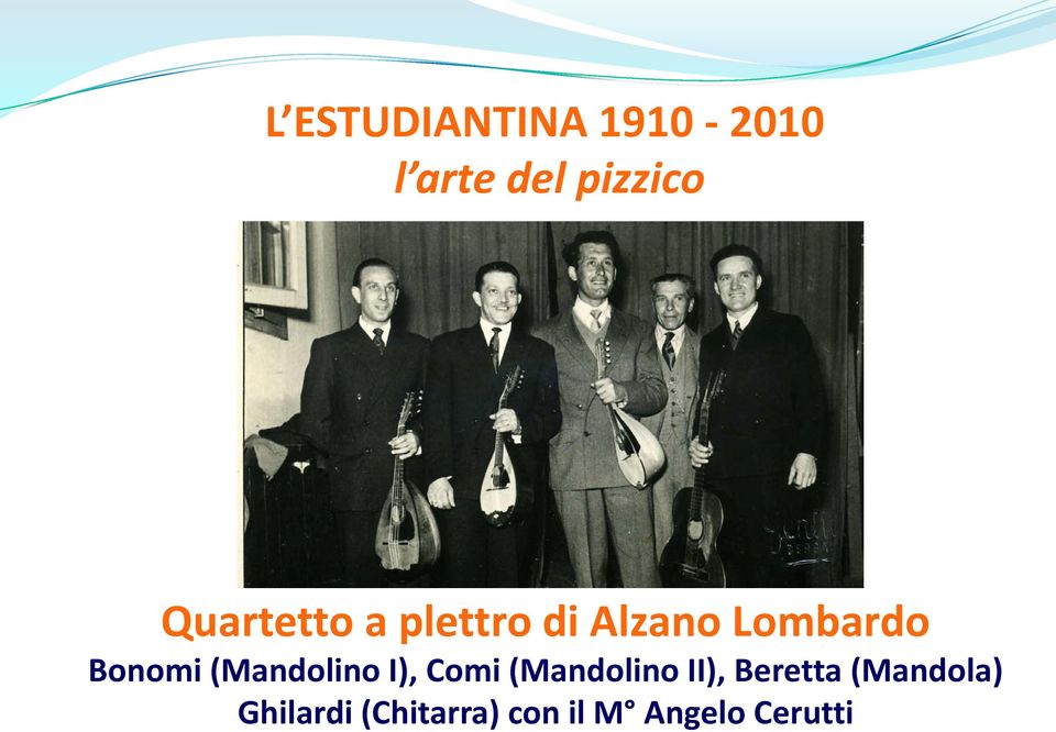 (Mandolino I), Comi (Mandolino II), Beretta