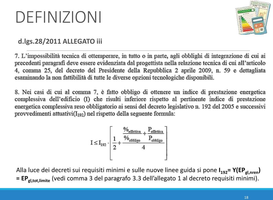 minimi e sulle nuove linee guida si pone I 192 = Y(EP