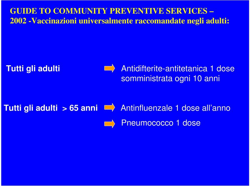 Antidifterite-antitetanica 1 dose somministrata ogni 10 anni