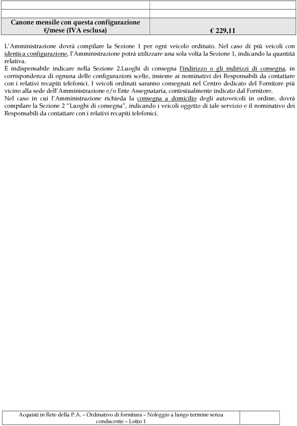 Luoghi di consegna l'indirizzo o gli indirizzi di consegna, in corrispondenza di ognuna delle configurazioni scelte, insieme ai nominativi dei Responsabili da contattare con i relativi recapiti