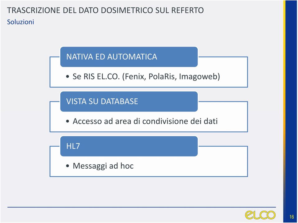 (Fenix, PolaRis, Imagoweb) VISTA SU DATABASE