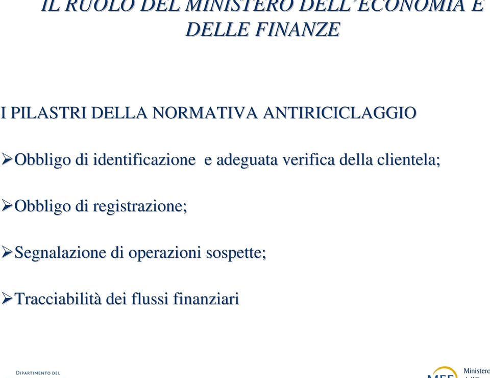 clientela; Obbligo di registrazione; Segnalazione