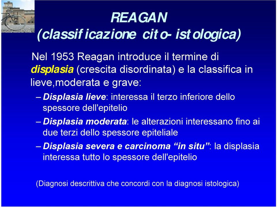 Displasia moderata: le alterazioni interessano fino ai due terzi dello spessore epiteliale Displasia severa e carcinoma