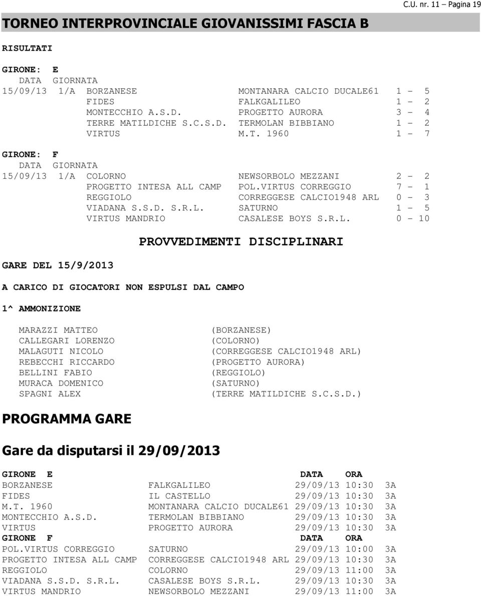 VIRTUS CORREGGIO 7-1 REGGIOLO