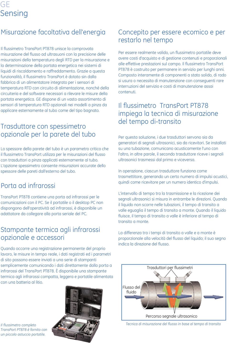 Grazie a questa funzionalità, il flussimetro TransPort è dotato sin dalla fabbrica di un alimentatore integrato per i sensori di temperatura RTD con circuito di alimentazione, nonché della