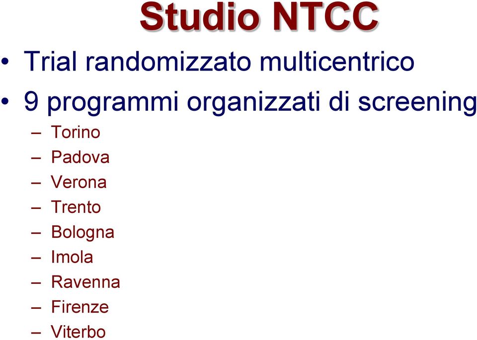 organizzati di screening Torino