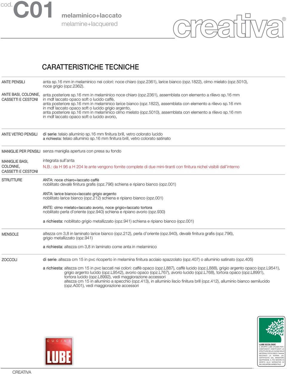 apertura con presa su fondo integrata sull anta N.B.