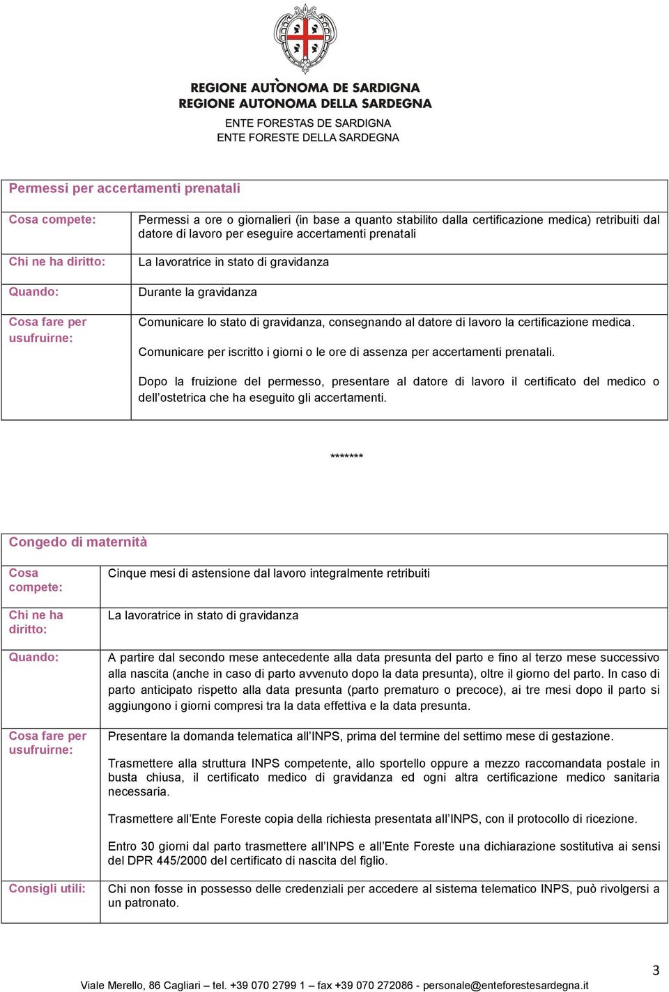 Comunicare per iscritto i giorni o le ore di assenza per accertamenti prenatali.