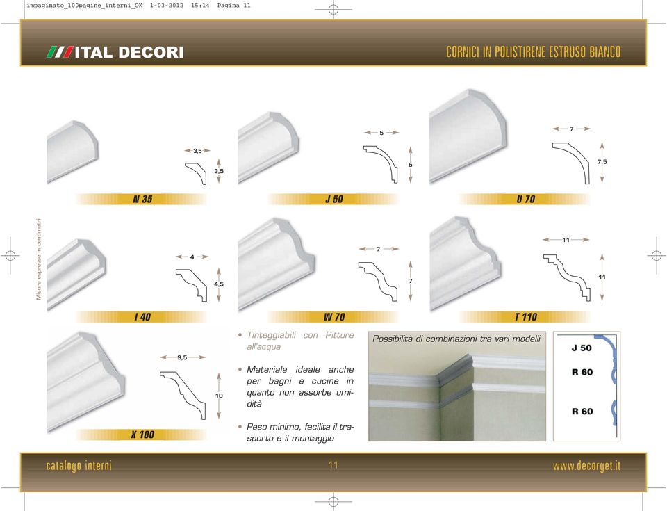 Possibilità di combinazioni tra vari modelli, Materiale ideale anche per bagni e