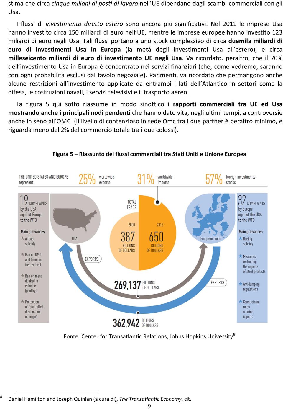 Tali flussi portano a uno stock complessivo di circa duemila miliardi di euro di investimenti Usa in Europa (la metà degli investimenti Usa all estero), e circa milleseicento miliardi di euro di