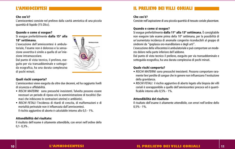 Dal punto di vista tecnico, il prelievo, eseguito per via transaddominale e sottoguida ecografica, ha una durata complessiva di pochi minuti. Quali rischi comporta?