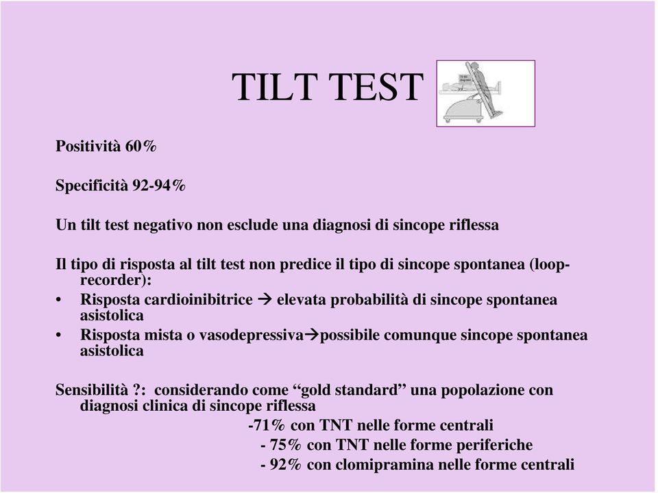 mista o vasodepressiva possibile comunque sincope spontanea asistolica Sensibilità?