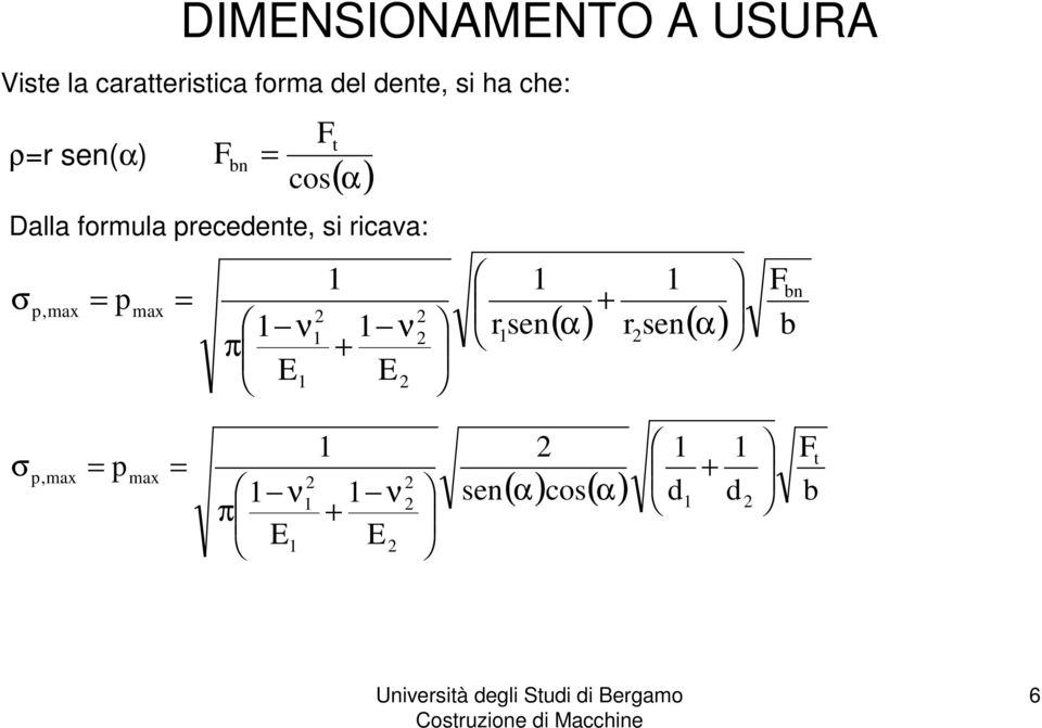 precedente, si ricava: p,max p max ν π E ν + E r sen + bn (