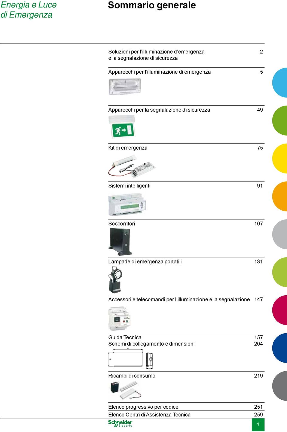 Soccorritori 107 Lampade di emergenza portatili 131 Accessori e telecomandi per l illuminazione e la segnalazione 147 Guida Tecnica