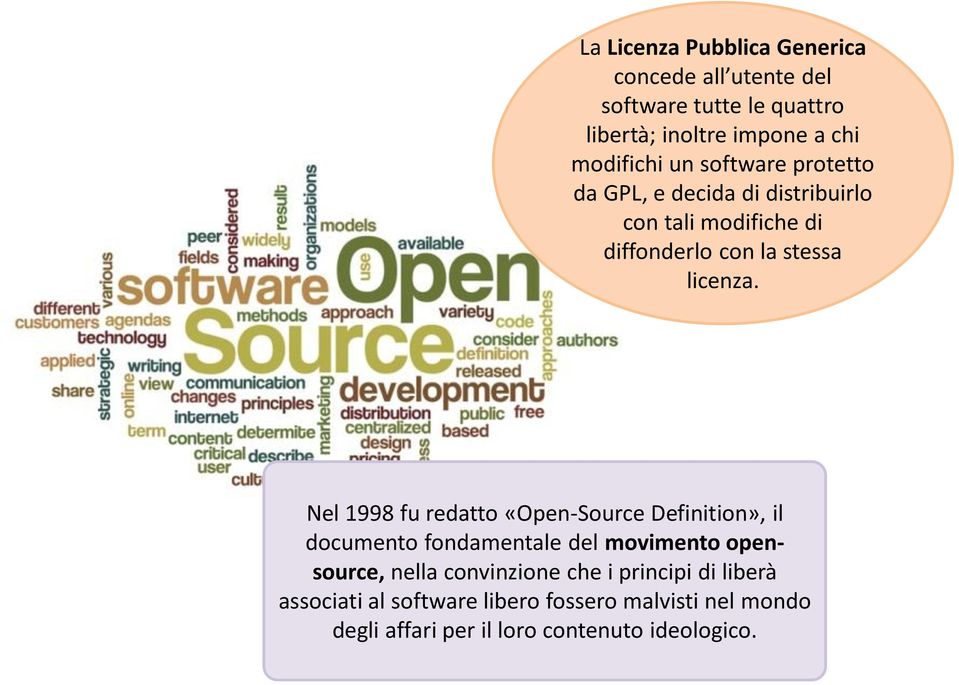 Nel 1998 fu redatto «Open-Source Definition», il documento fondamentale del movimento opensource, nella convinzione