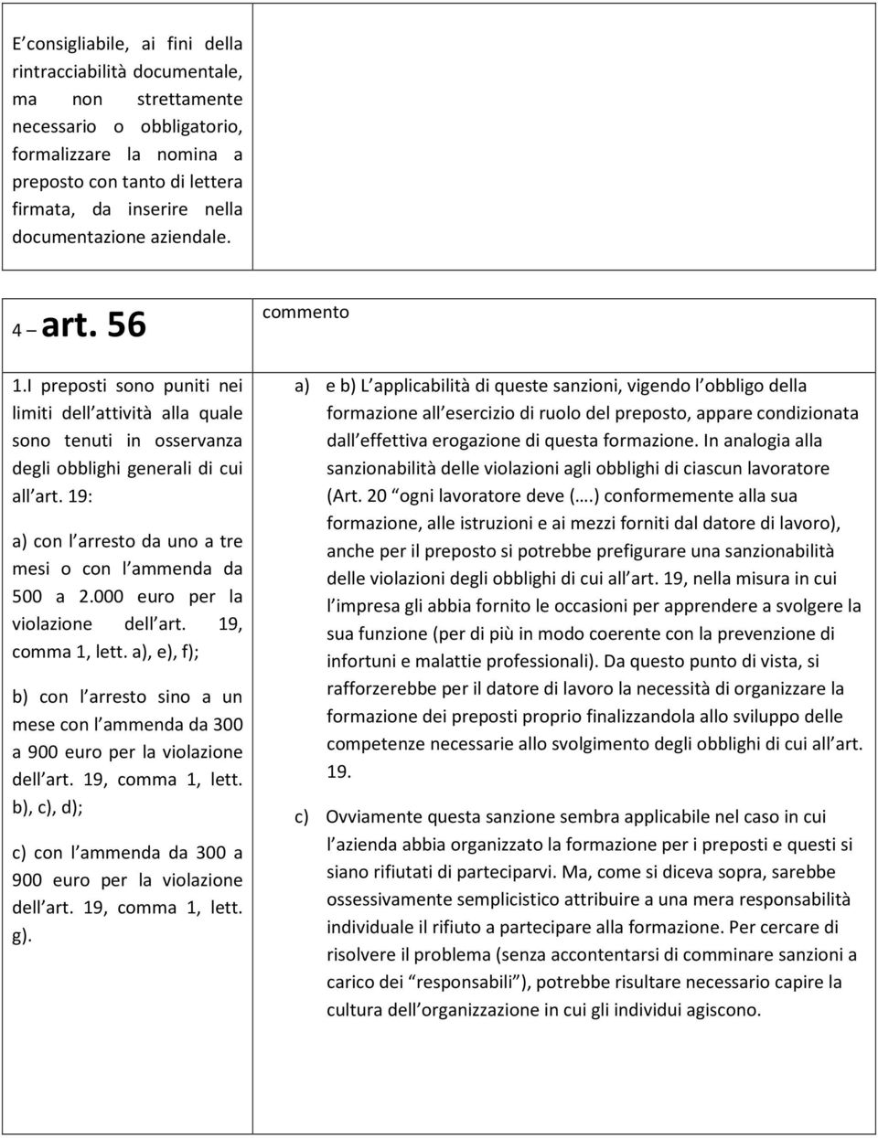 19: a) con l arresto da uno a tre mesi o con l ammenda da 500 a 2.000 euro per la violazione dell art. 19, comma 1, lett.