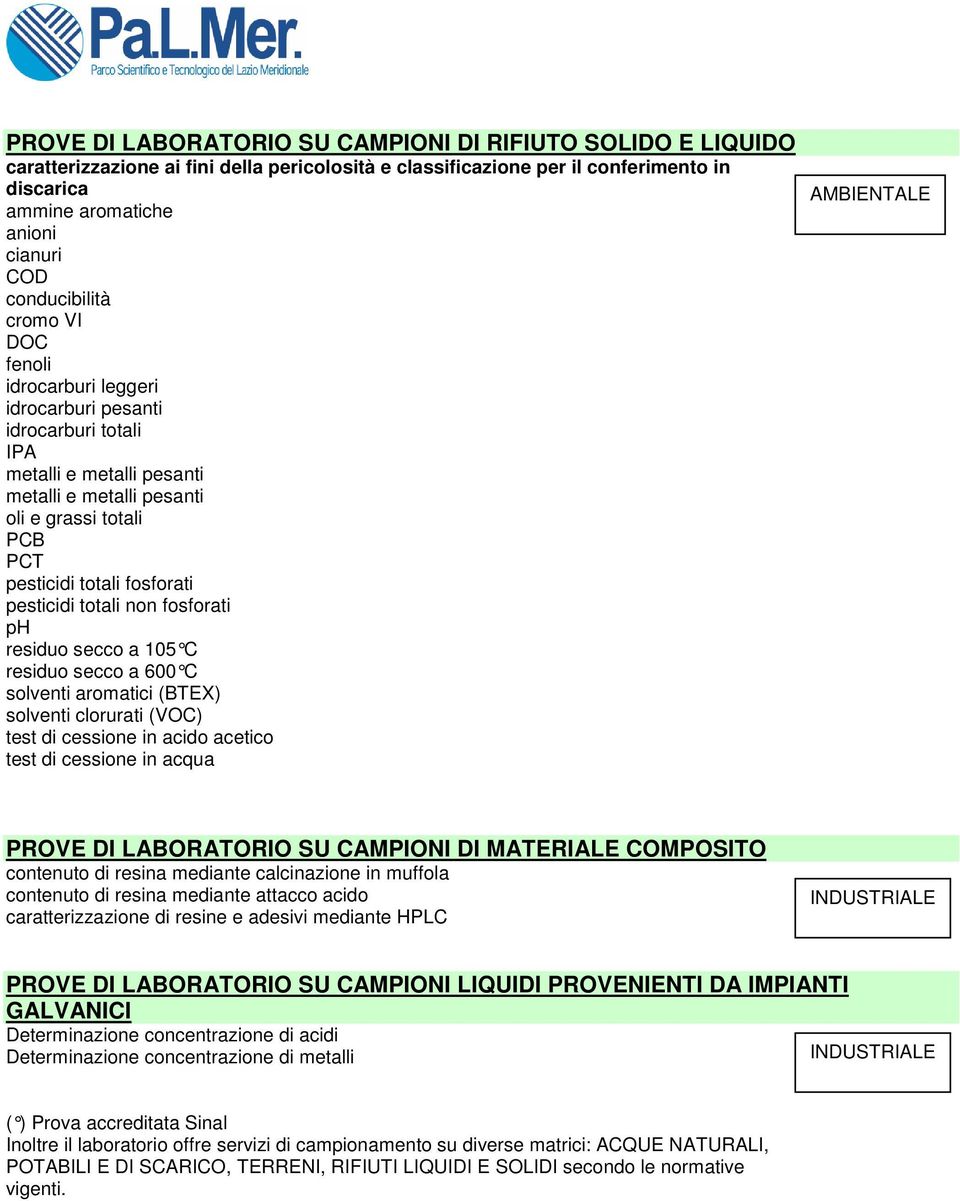 acetico test di cessione in acqua PROVE DI LABORATORIO SU CAMPIONI DI MATERIALE COMPOSITO contenuto di resina mediante calcinazione in muffola contenuto di resina mediante attacco acido