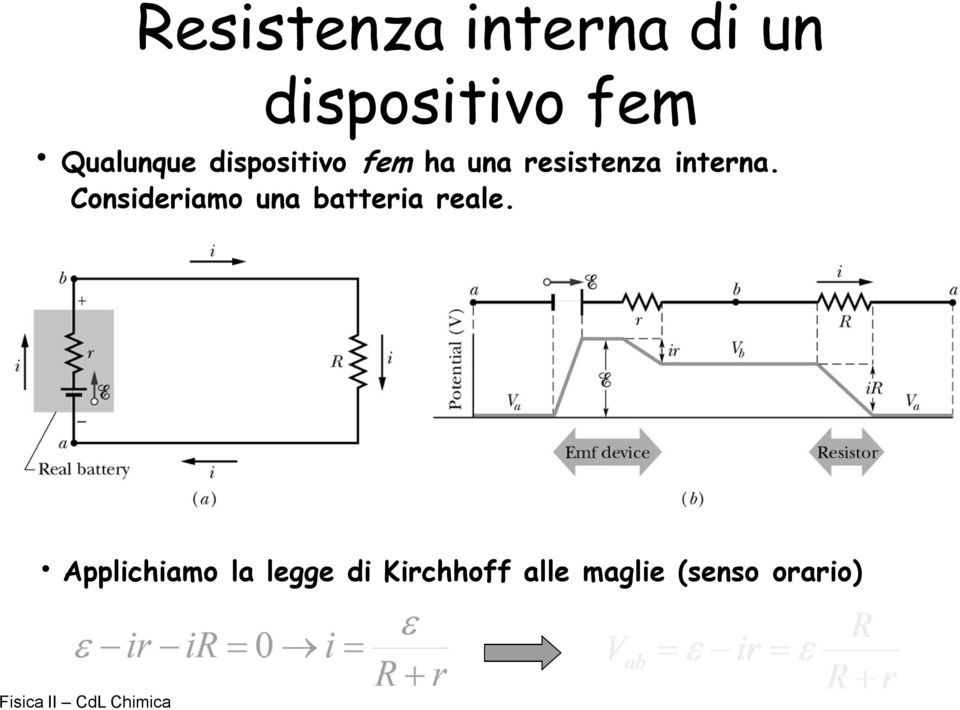 interna. Consideriamo una batteria reale.