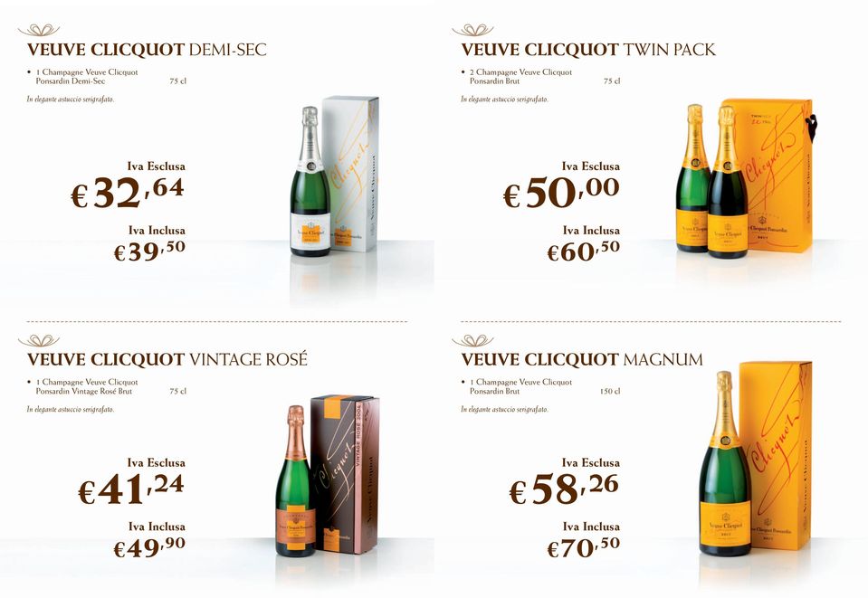 32,64 39,50 50,00 60,50 VEUVE CLICQUOT VINTAGE ROSÉ 1 Champagne Veuve Clicquot Ponsardin Vintage Rosé Brut In elegante