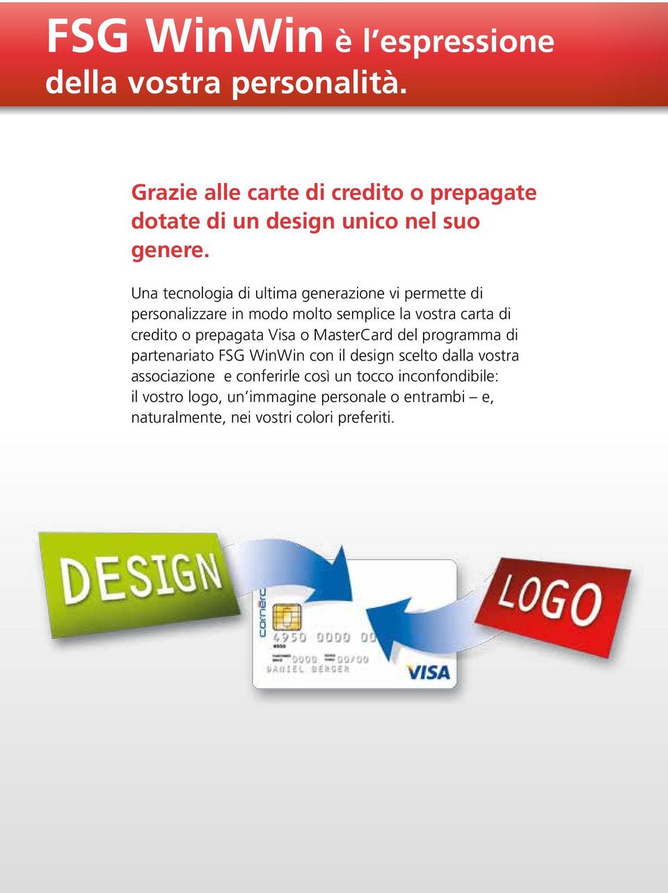 Una tecnologia di ultima generazione vi permette di personalizzare in modo molto semplice la vostra carta di credito o