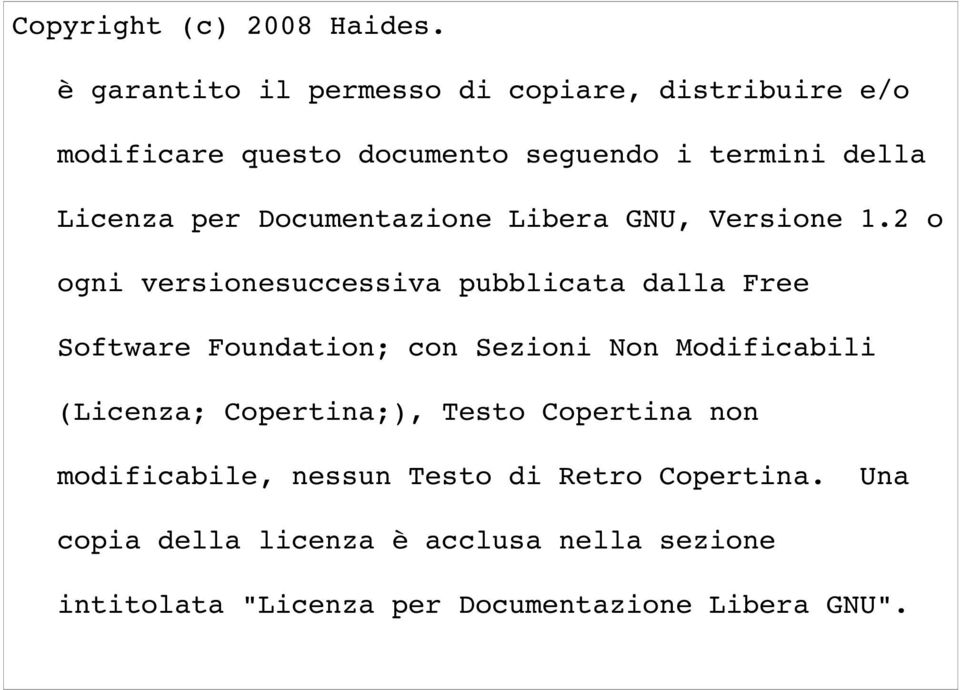 Documentazione Libera GNU, Versione 1.