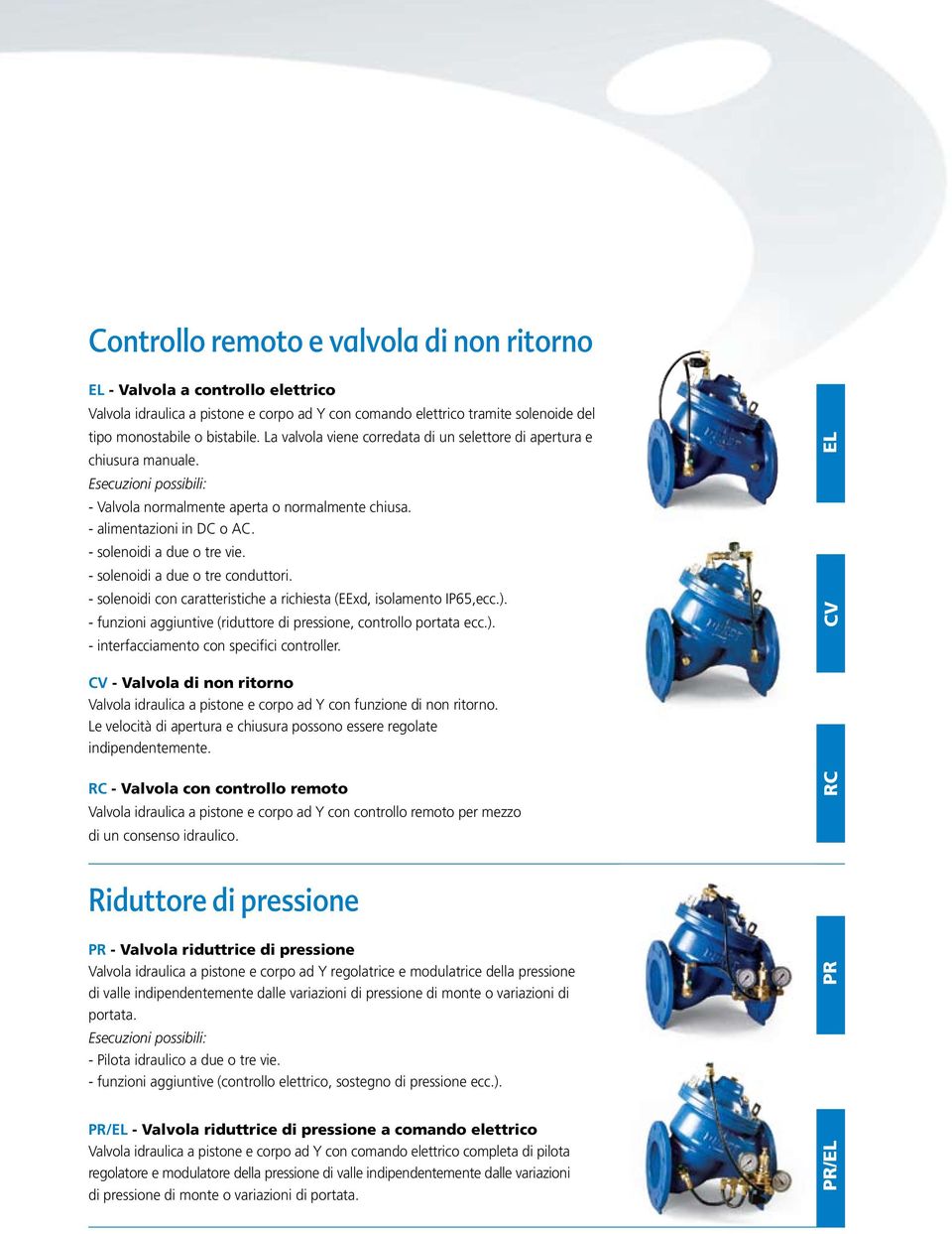 - solenoidi a due o tre vie. - solenoidi a due o tre conduttori. - solenoidi con caratteristiche a richiesta (EExd, isolamento IP65,ecc.).