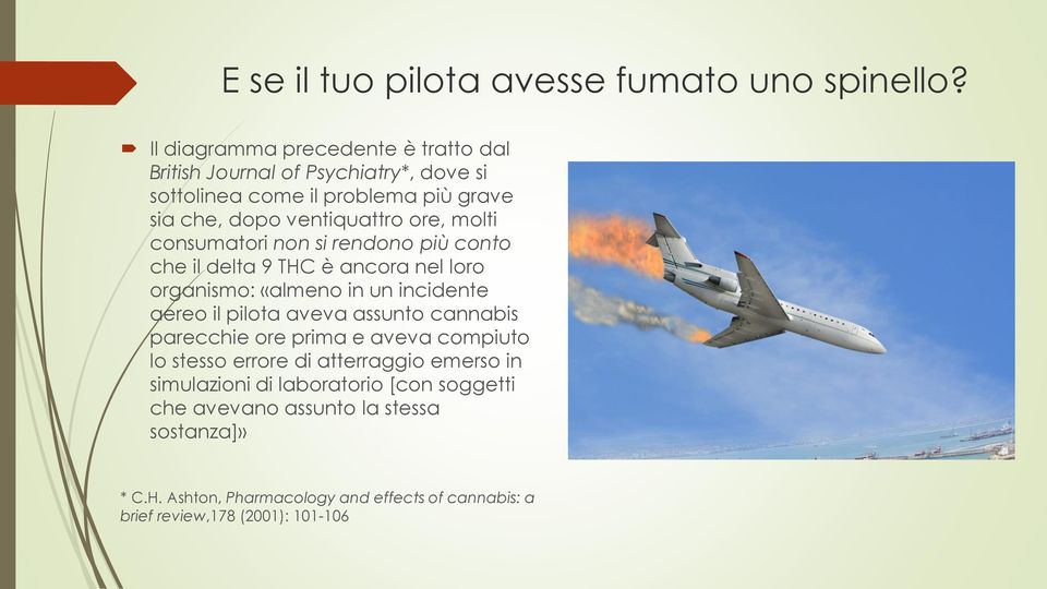 molti consumatori non si rendono più conto che il delta 9 THC è ancora nel loro organismo: «almeno in un incidente aereo il pilota aveva assunto