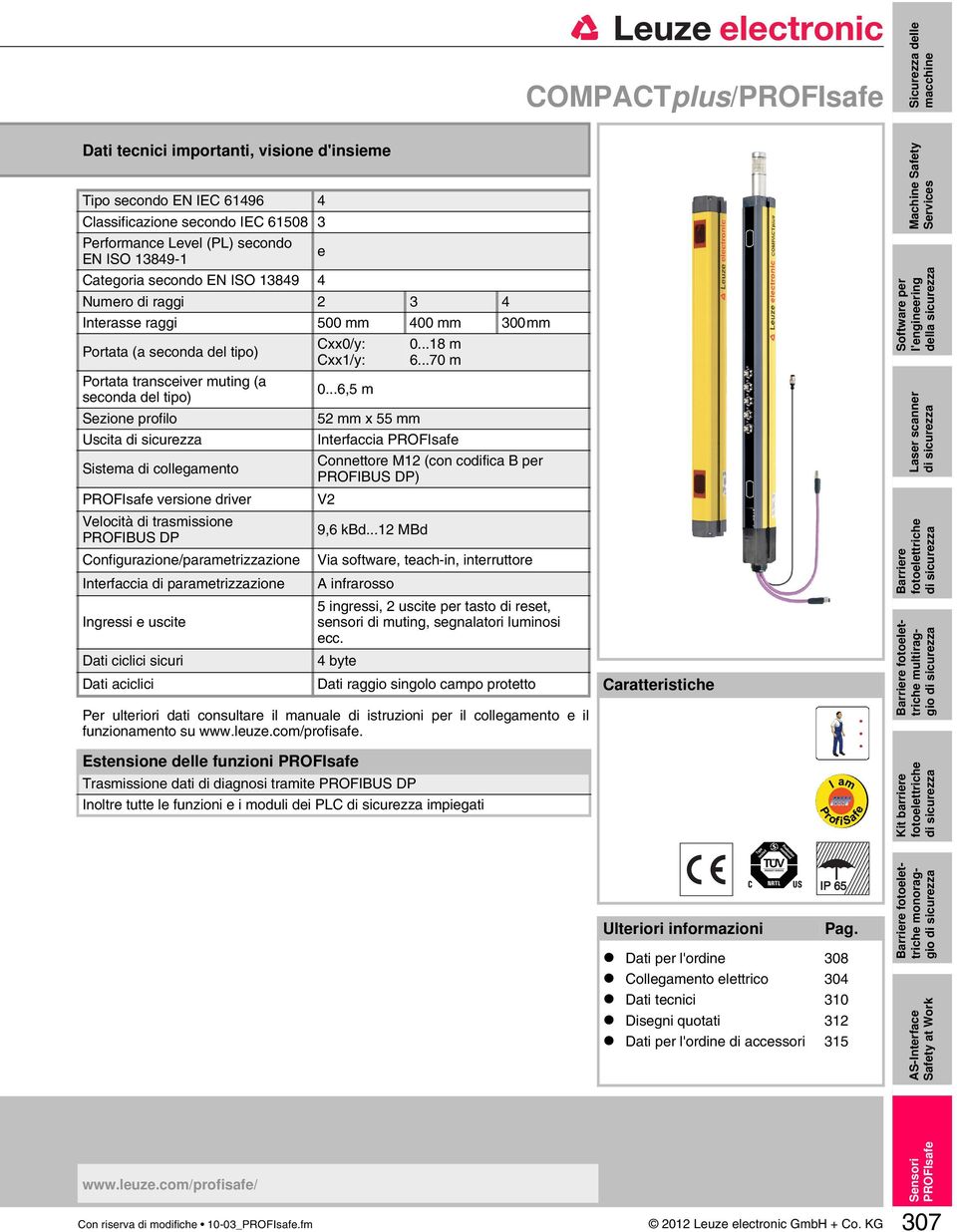 versione driver Velocità di trasmissione PROFIBUS DP Configurazione/parametrizzazione Interfaccia di parametrizzazione Ingressi e uscite Dati ciclici sicuri Dati aciclici Cxx0/y: Cxx1/y: 0.