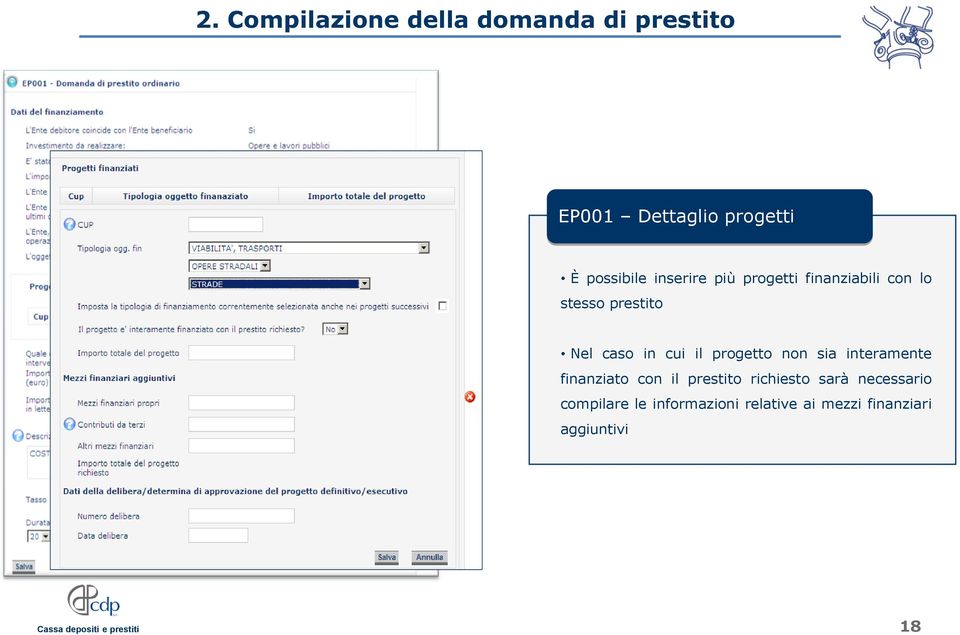 in cui il progetto non sia interamente finanziato con il prestito richiesto