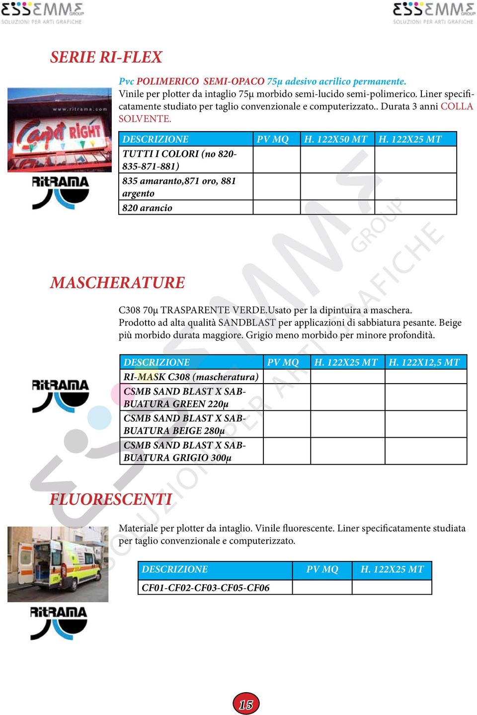 122X25 MT TUTTI I COLORI (no 820-835-871-881) 835 amaranto,871 oro, 881 argento 820 arancio MASCHERATURE C308 70µ TRASPARENTE VERDE.Usato per la dipintuira a maschera.