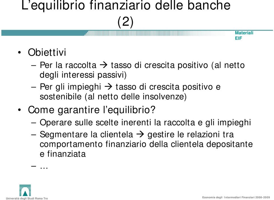 insolvenze) Come garantire l equilibrio?