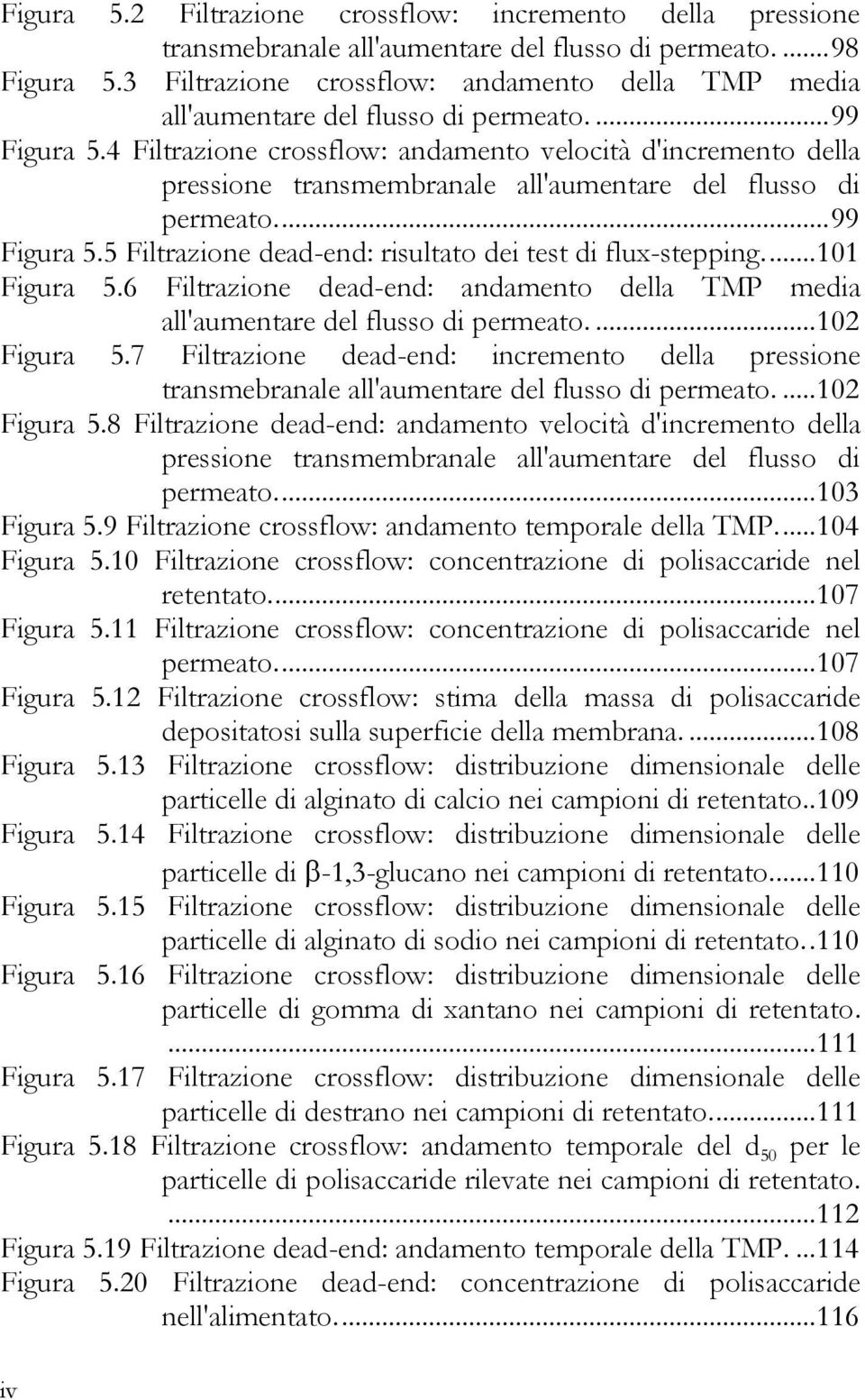 4 Filtrazione crossflow: andamento velocità d'incremento della pressione transmembranale all'aumentare del flusso di permeato.... 99 Figura 5.