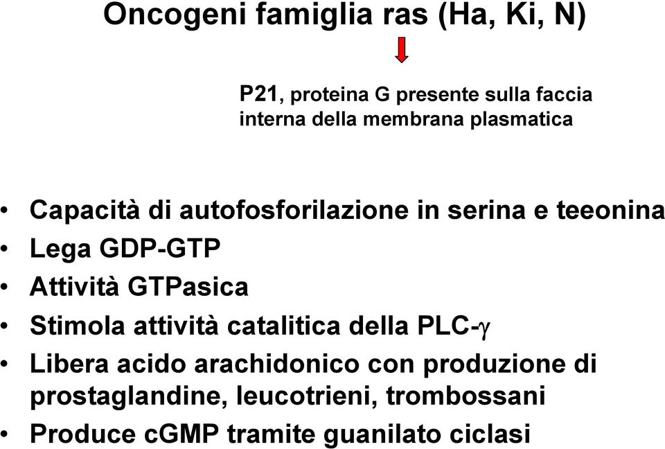 Attività GTPasica Stimola attività catalitica della PLC-γ Libera acido arachidonico con