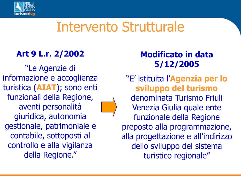 tturale Art 9 L.r. 2/2002 Le Agenzie di informazione e accoglienza turistica (AIAT); sono enti funzionali della Regione, aventi