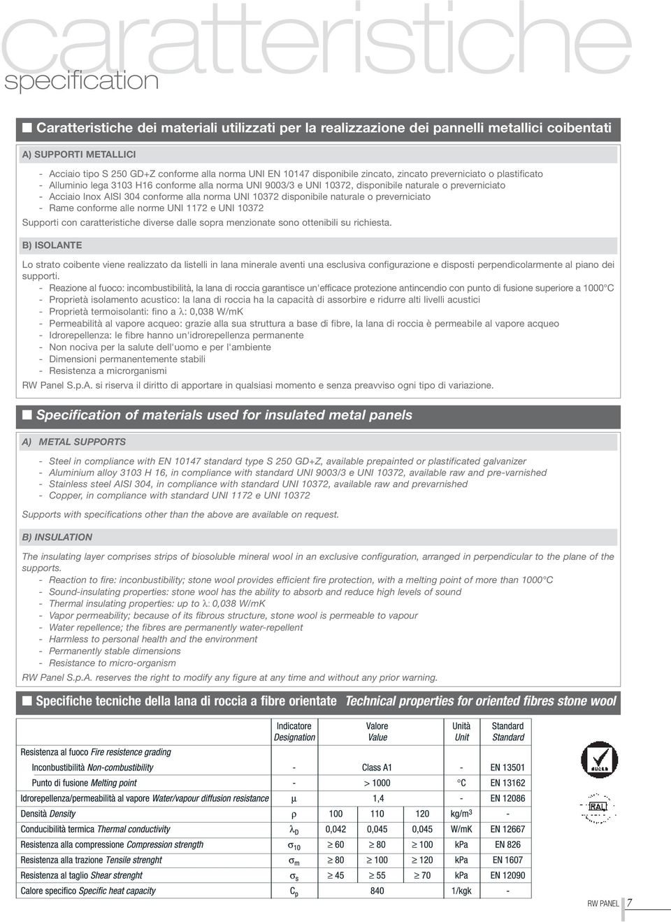 conforme alla norma UNI 10372 disponibile naturale o preverniciato - Rame conforme alle norme UNI 1172 e UNI 10372 Supporti con caratteristiche diverse dalle sopra menzionate sono ottenibili su