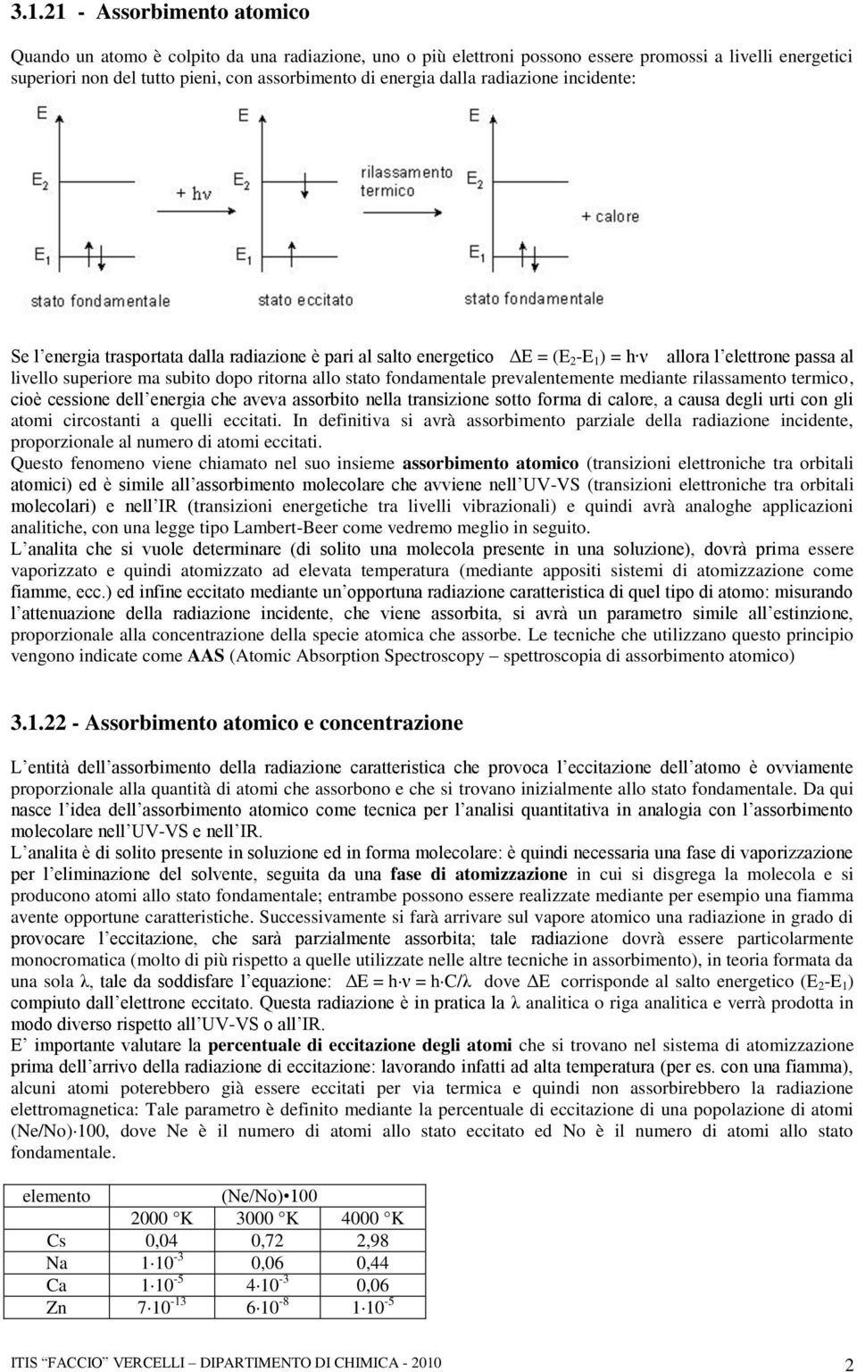 fondamentale prevalentemente mediante rilassamento termico, cioè cessione dell energia che aveva assorbito nella transizione sotto forma di calore, a causa degli urti con gli atomi circostanti a