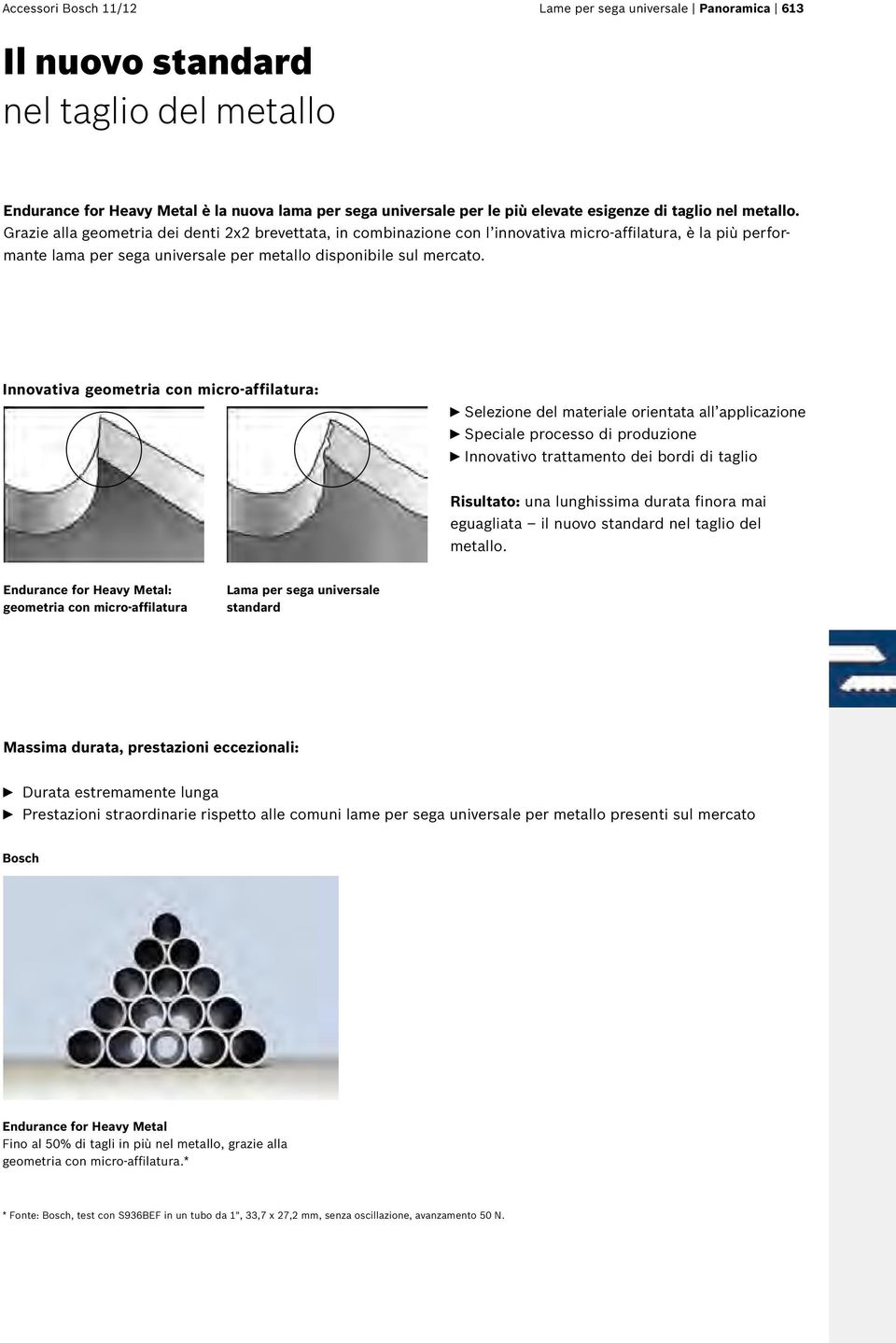 Grazie alla geometria dei denti 2x2 brevettata, in combinazione con l innovativa micro-affilatura, è la più performante lama per sega universale per metallo disponibile sul mercato.