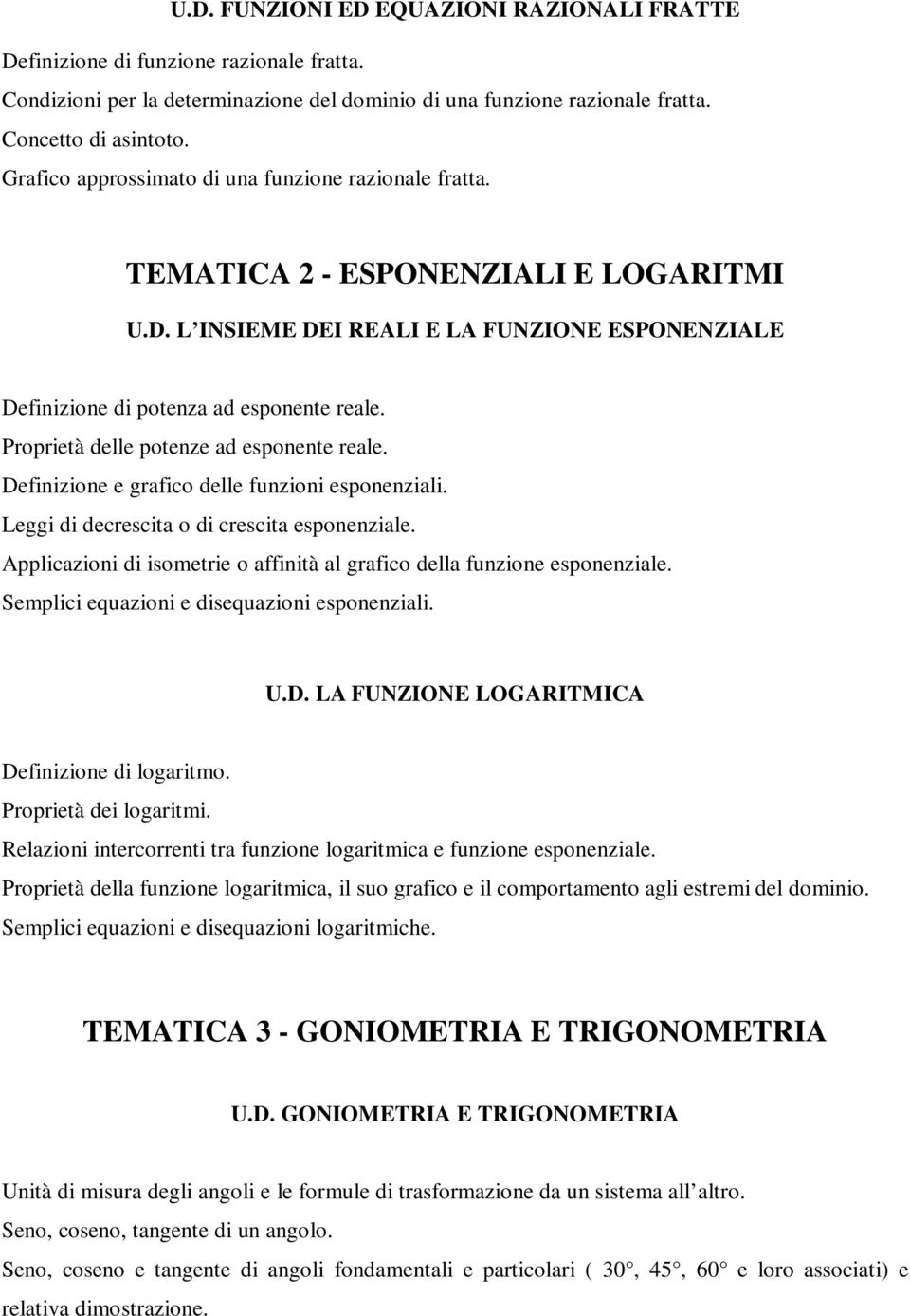 Definizione e grafico delle funzioni esponenziali. Leggi di decrescita o di crescita esponenziale. Applicazioni di isometrie o affinità al grafico della funzione esponenziale.