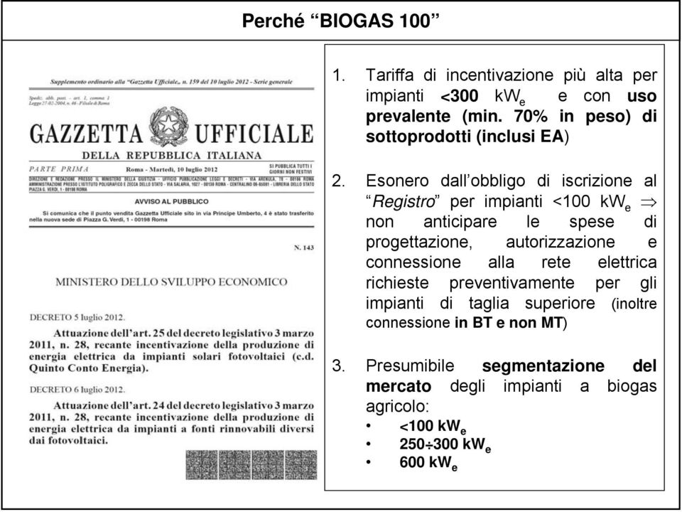 Esonero dall obbligo di iscrizione al Registro per impianti <100 kw e non anticipare le spese di progettazione, autorizzazione e