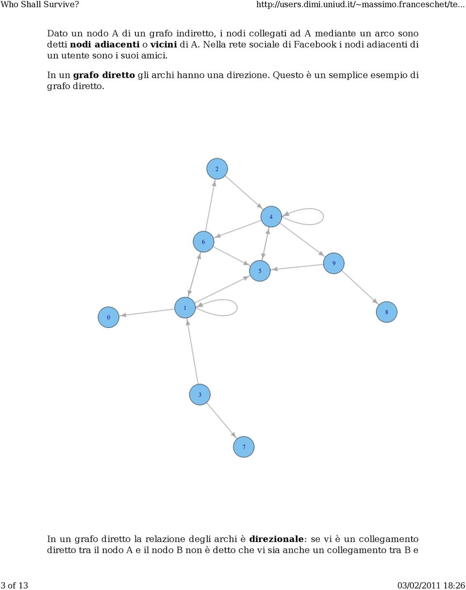 In un grafo diretto gli archi hanno una direzione. Questo è un semplice esempio di grafo diretto.