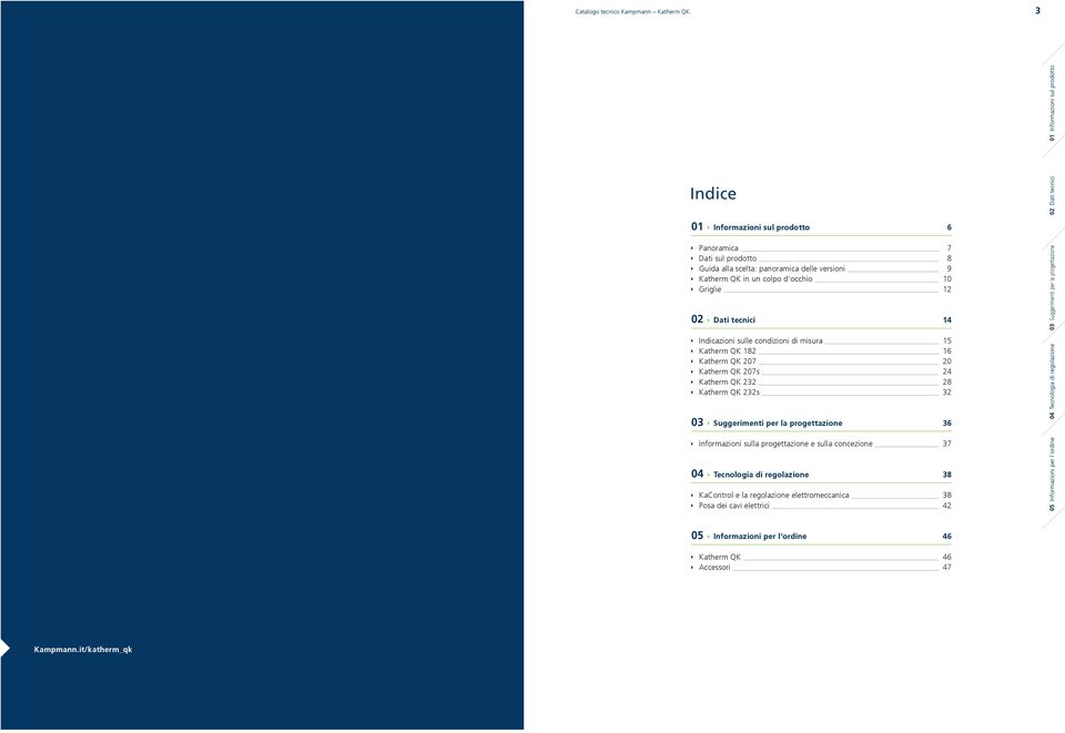 Informazioni sulla progettazione e sulla concezione 7 04 Tecnologia di regolazione 8 KaControl e la regolazione elettromeccanica 8 osa dei cavi elettrici 42 05 Informazioni per l ordine